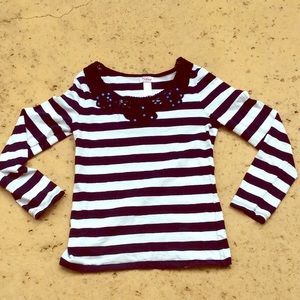 Blue and white striped justice T-shirt